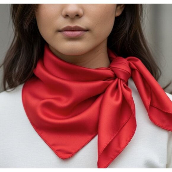 ❤️New Elegant Square Silky Scarf Bandana RED Hiyab Solid Soft Versatile Hiyab❤️ - Picture 1 of 6